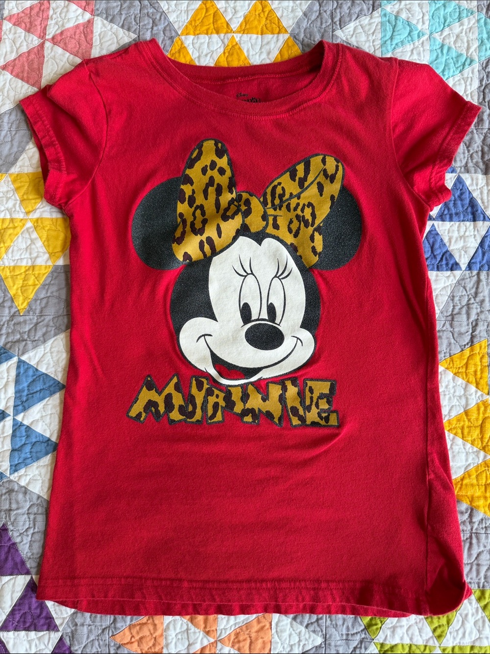 Disney Red Minnie Mouse Leopard Bow Tee